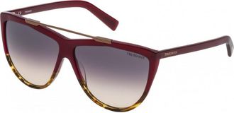 Trussardi Womens STR1406106XR 61 Sunglasses - Dark Red - One Size