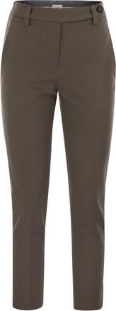 Brunello Cucinelli Brunello Cucinelli Womens Cigarette Trousers In Stretch Cotton - Dark Green - Size EU 42 (Womens)