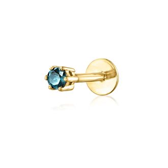 RS Pure by Ross-Simons Blue Diamond Single Flat-Back Stud Earring in 14kt Yellow Gold