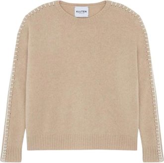 Kujten Kujten, Truien & Vesten, Dames, Beige, L, Kasjmier, Amea Ronde Hals Kasjmier Trui