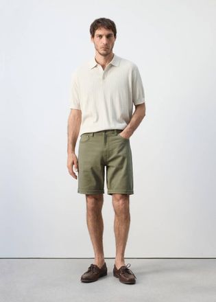 Mango Bermuda denim slim fit kaki - Uomo - 44 - MANGO MAN