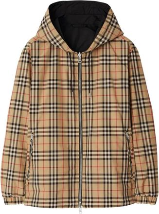 Burberry Jassen, Heren, Bruin, M, Zand Check Anorak Jas