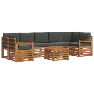 vidaXL Conjunto De Sof&aacute;s De Exterior 8 Uds. Natural Y Antracita Vidaxl