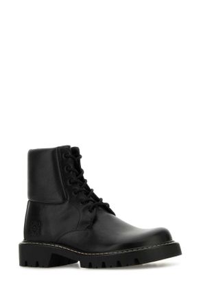 Loewe Mens Black Leather Sierra Ankle Boots Stivali