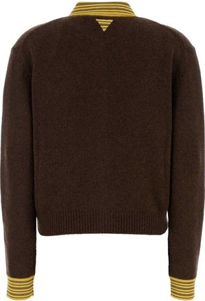Prada Womens Cashmere Blend Cardigan Brown Cotton Nylon