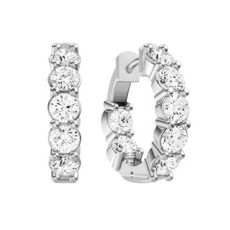 Diamond2Deal 14K White Gold 1.50 Ct Lab Grown Diamond In and Out Huggie Hoop Earrings Color- E-F, Clarity- VS1