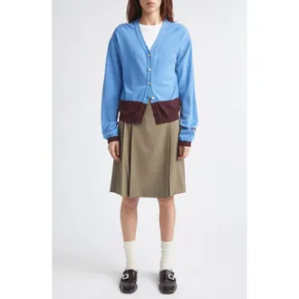 EENK Colorblock Wool V-Neck Cardigan in Blue at Nordstrom, Size X-Small/small