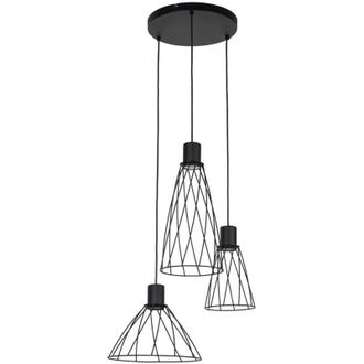 Luminosa Light Designs TK Modesto L&aacute;mpara de techo colgante con marco de alambre, color negro, 3 bombillas E27
