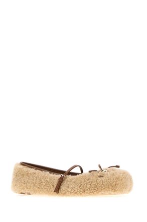 Gucci Womens Beige Shearling Ballerinas 9546 Ballerine Flat Shoes