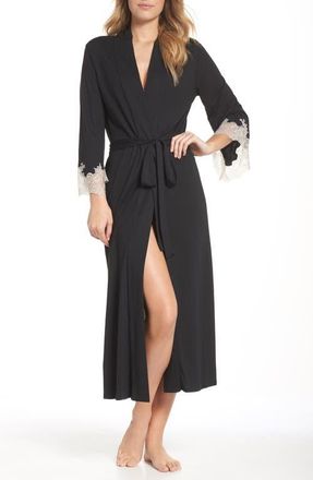 Natori Luxe Shangri-La Robe in Black at Nordstrom, Size X-Large