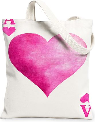 Generic Peach Heart Canvas Tote Bags, Stylish Love Design Reusable Grocery Bags, Seasonal Chic Lightweight Washable Shoulder Strap, Peach, 13x15 Inch