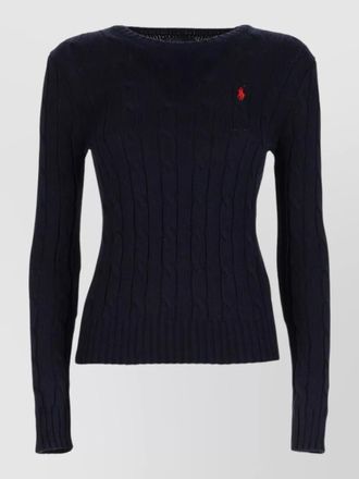 Polo Ralph Lauren cable knit top logo detail cuffs hem