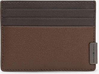 Tommy Hilfiger Mens Pebbled Leather Card Holder - Brown