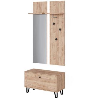 Vicco Set di armadi Siri, Quercia dorata, Set con appendiabiti a parete e panca per scarpe, Vicco