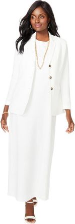Jessica London Stretch Crepe Maxi Jacket Dress in White at Nordstrom, Size 16