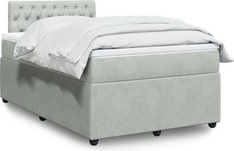 vidaXL Vidaxl - Cama Box Spring Con Colch&oacute;n Terciopelo Gris Claro 120x190 Cm
