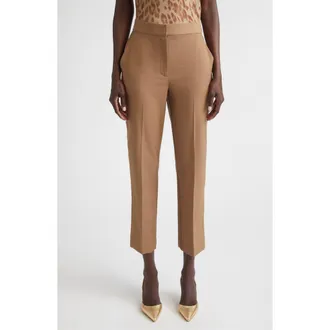 St. John M&eacute;lange Wool Blend Stretch Twill Crop Pants in Camel Melange at Nordstrom, Size 14