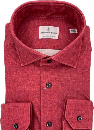 Emanuel Berg Mens Modern 4Flex Stretch Knit Shirt In Medium Red