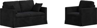 vidaXL Juego De Sof&aacute; 2 Uds. Negro Terciopelo Vidaxl