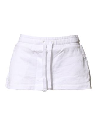 Dolce & Gabbana Womens White Cotton Blend Mid Waist A-Line Mini Skirt Co+pl