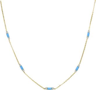 Rachel Glauber 14K Plated Cz Station Necklace