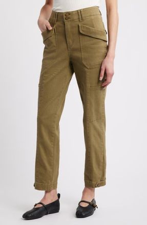 Wit & Wisdom Skyrise Tapered Utility Pants in Golden Olive at Nordstrom, Size 14P