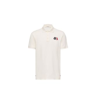 Moncler Moncler Logo Patch Cotton Piquet Polo Shirt, Men, White, Size: 3xl