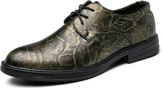 Generic Dress Shoes for Men Lace Up Round Toe Retro Derby Shoes Non Slip Anti-Slip Rubber Sole Slip Resistant Low Top Wedding(Green,8.5 UK)