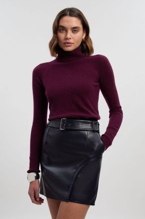 Karen Millen Womens Faux Leather Mini Skirt - Navy Nylon - Size 14 UK