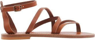 K.Jacques Ladies Brown Epicure Flat Leather Sandals, Brand Size 35 (US Size 4.5)