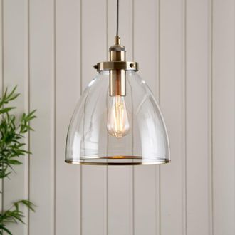Pagazzi Brunswick Antique Brass Ceiling Pendant in Clear