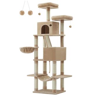 FEANDREA &Aacute;rbol para gatos grandes de 206 cm con plataformas de color marr&oacute;n