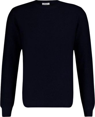 Boglioli Stijlvolle Navy Blue Wool Sweater - Heren - Ronde hals truien - Blauw - L - Wol - Truien & Vesten