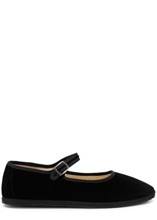 Vibi Venezia Velvet Mary Jane Flats - Black - 37 (IT37/ UK4)