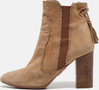 Aquazzura Brown Suede Tassel Accents Boots