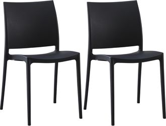 Clp Set de 2 silla de jard&iacute;n apilable en pl&aacute;stico negro