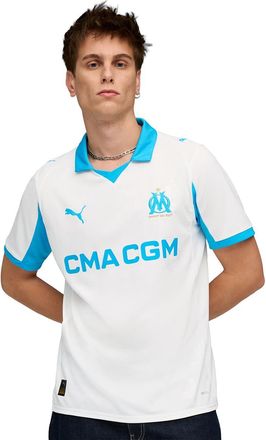 Puma Mens Olympique Marseille Home Shirt 2025 2026 Adults White/Blue L