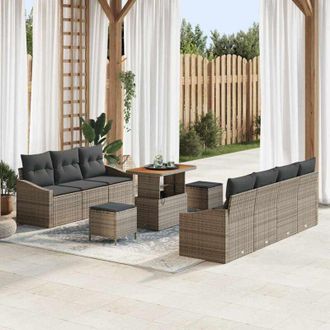 vidaXL Vidaxl - Conjunto De Sof&aacute; De Jard&iacute;n 10 Pcs Gris 90 X 55 X 71 Cm