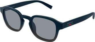 Gucci Panthos Zonnebril - Heren - Zonnebrillen - Blauw - 49 MM - Nylon - Accessoires