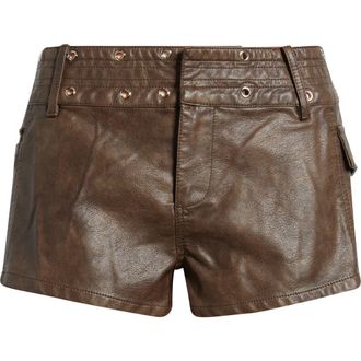 Princess Polly Born to Ride Faux Leather Shorts in Brown at Nordstrom, Size 10