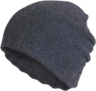 Isabel Benenato Ribgebreide Kasjmier Beanie - Heren - Hoeden - Grijs - ONE Size - Kasjmier - Accessoires