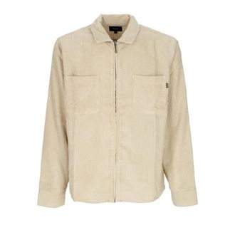 HUF Fluweel Rits Shirt met Kraag - Heren - Zomerjassen - Beige - XL - Polyester - Jassen