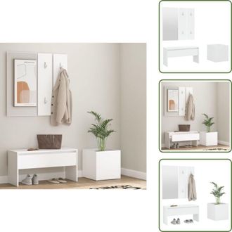 vidaXL The Living Store Set di Mobili da Corridoio Bianco in Legno Multistrato - Set di ingresso