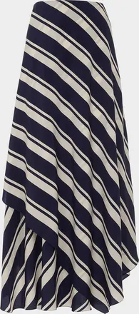 Ralph Lauren Collection Tilda Striped Crepe De Chine Skirt