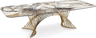 Naos Ausziehbarer Designer Esstisch Latour - Gold Marble / Smoke