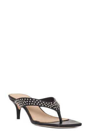 Cinq &agrave; Sept Frankie Studded Leather Thong Sandal in Black/Silver at Nordstrom, Size 8.5Us