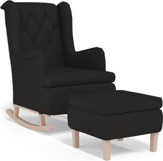 vidaXL Sill&oacute;n Con Patas Mecedoras Y Taburete De Tela Negro Vidaxl
