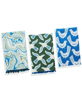 Tiramisu Artisan Bird & Marble Print Kitchen Towel Set