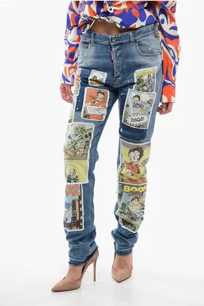 Dsquared2 Jeans BOOP TALES 642 Fit with All-Over Patch 16cm size 38