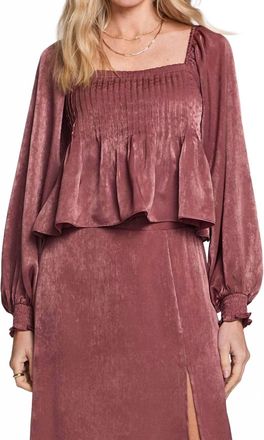 Saltwater Luxe Rudy Satin Long Sleeve Top In Sangria
